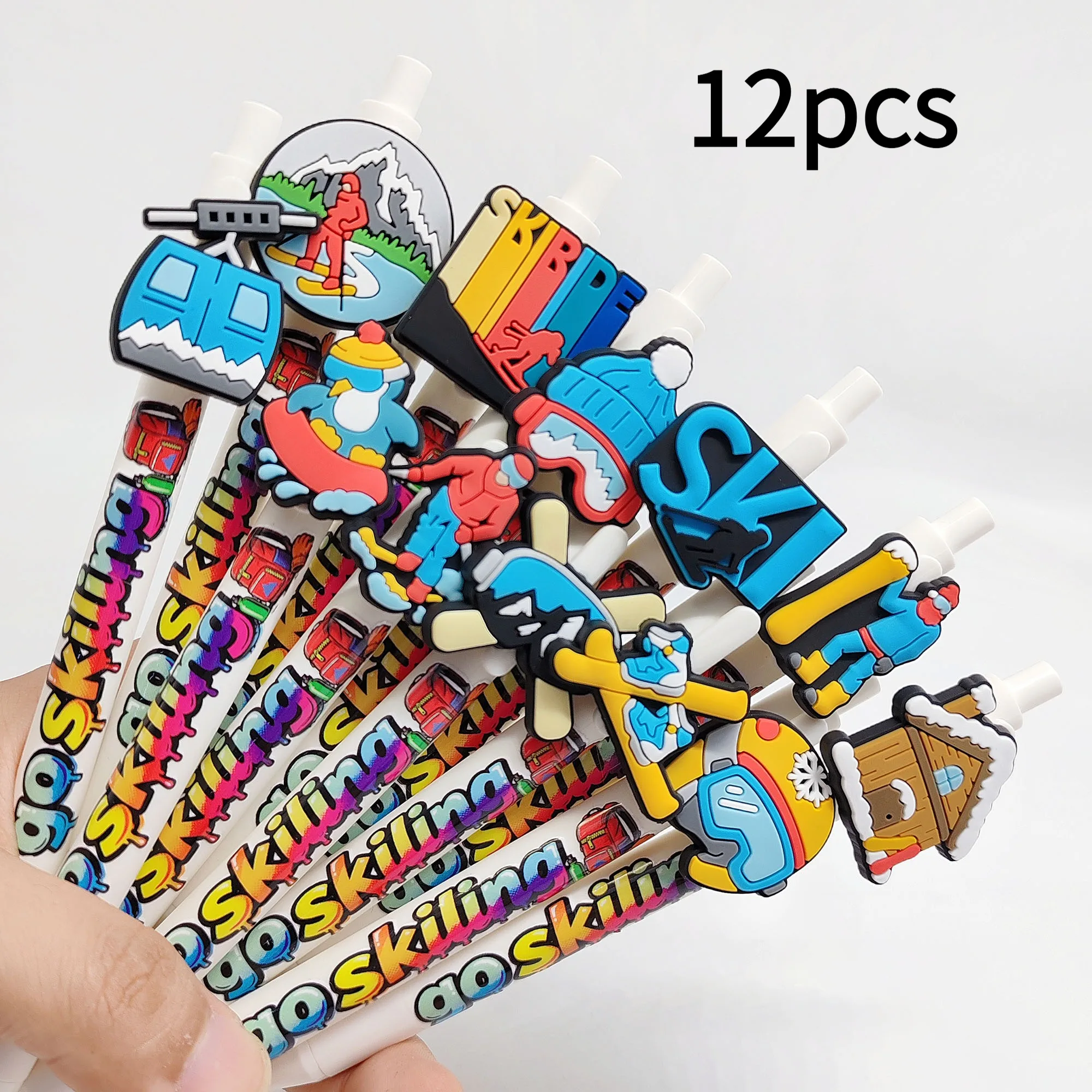 5 قطعة/12 قطعة الشتاء مغامرة تحدي التزلج سلسلة قلم حبر جاف طالب الكتابة توقيع هدية المفضلة هدية