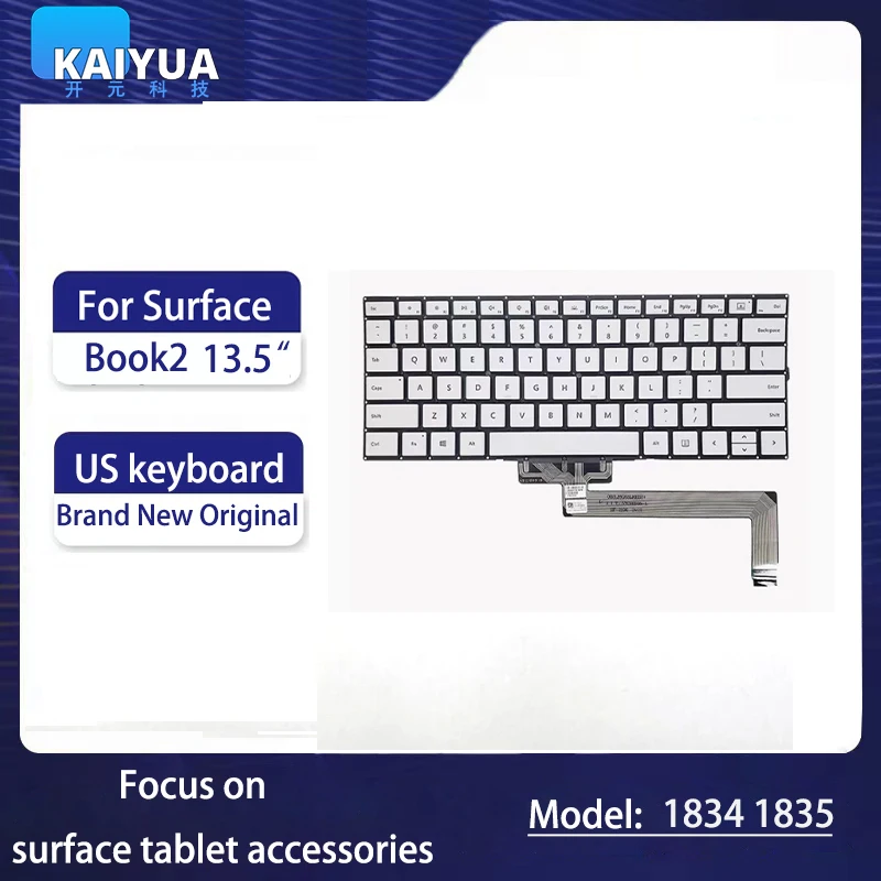 

Новая английская клавиатура Microsoft Surface Book 2, 13,5 дюйма, 1834 1835, серебристая, США