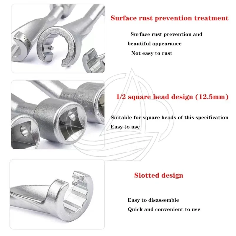 3Pcs Fuel Injector Line Injection Socket 14/17/19mm Hole Open End 1/2'' Driver Socket For Car Auto Repairing Impact Wrench Parts