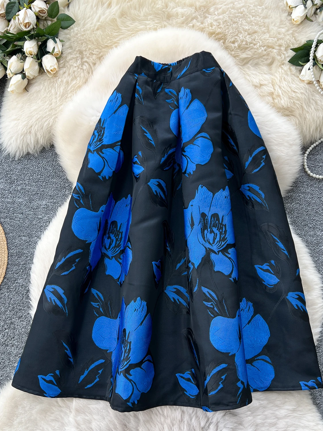 

Юбка-миди с принтом в стиле ретро, женская юбка трапециевидной формы с эластичной резинкой на талии, дизайн Sensation Light Maturi Lady Aosphere, осенняя мода