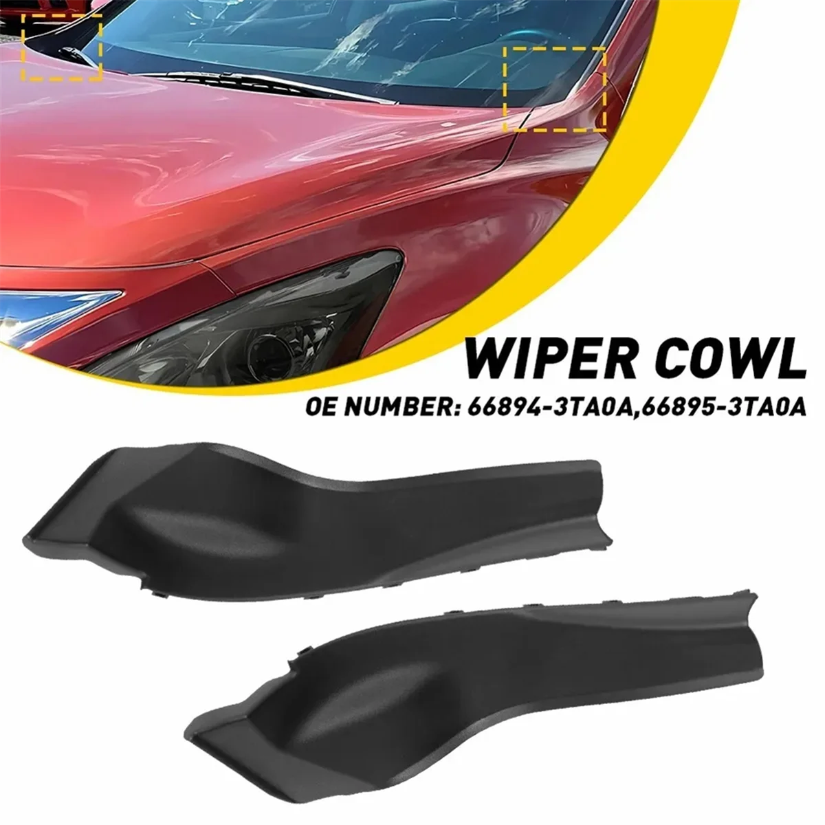 1 par de tampa do limpador de para-brisa de canto dianteiro 66894-3TA0A 66895-3TA0A para Nissan Altima 2013-2015 guarnição de extensão