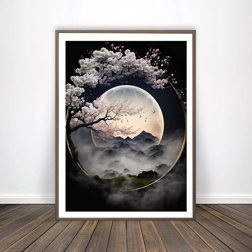 Tree Diamond Paintings Moon DIY Diamond Embroidery Art Landscape Full Drill Mosaic Kits Wall Decor For Home,frameless