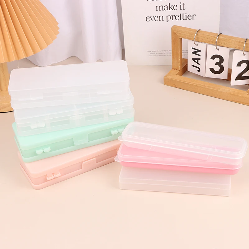 Portable Makeup Brush Organizer Eyebrow Pencil Nail Brudh Transparent With Cover Storage Box Case Beauty Tool Makeup Accessor