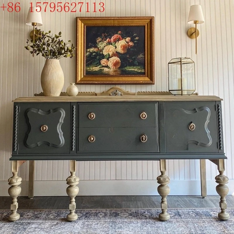 

Боковой шкаф, европейский резной цветок из цельного дерева, шкафчик для гостиной, настенный входной шкаф, декоративный шкаф