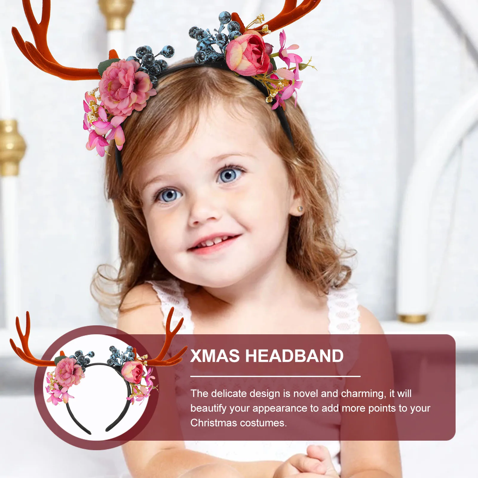 

Christmas Antler Headb Xmas Party Prop Hair Accessory ABS Material Gentle Fabric One Size Fits All Adults Kids