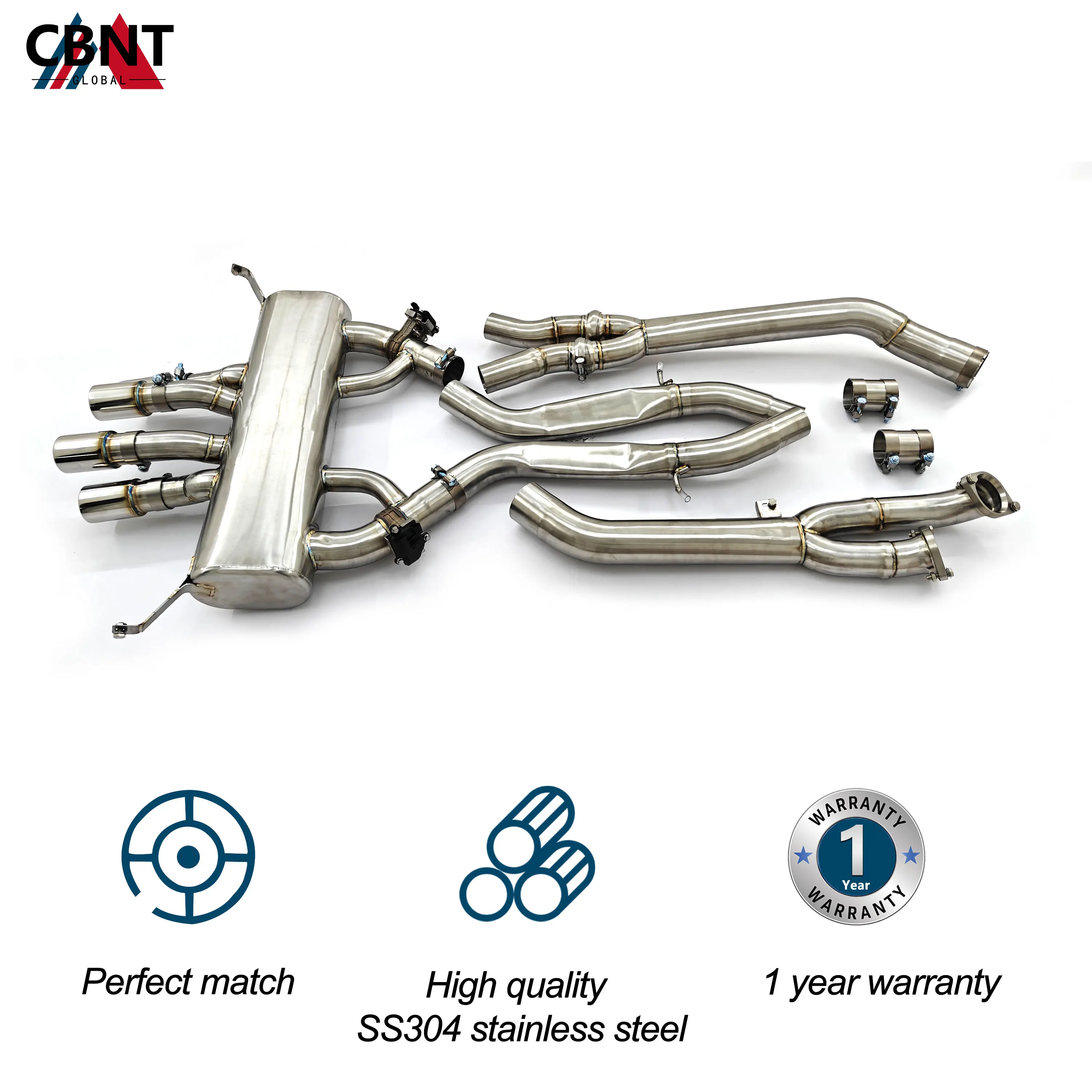 CBNT Single Midpipe Valvetronic Catback for BMW G80 M3 G82 M4 G87 M2 S58 3.0T Center Quad Exit Exhaust Tips Exhaust Systems view 2