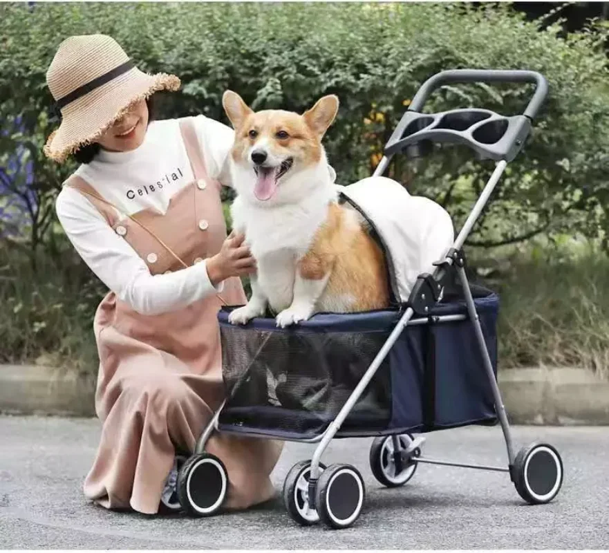 

Folding Easy With 4 Wheel Carts Pet Stroller Dog Carrier For Pet Outdoor Travel