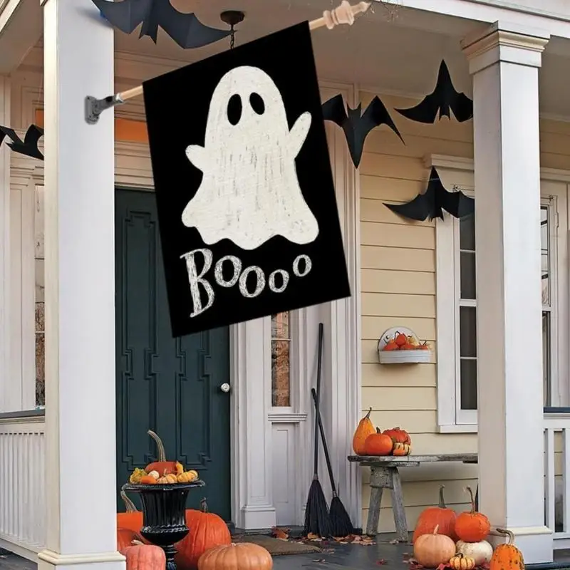 97qd Halloween Garden Flag 12x18 inch, dubbelzijdige vakantiebeperkingstuinvlag voor buitendecoratie