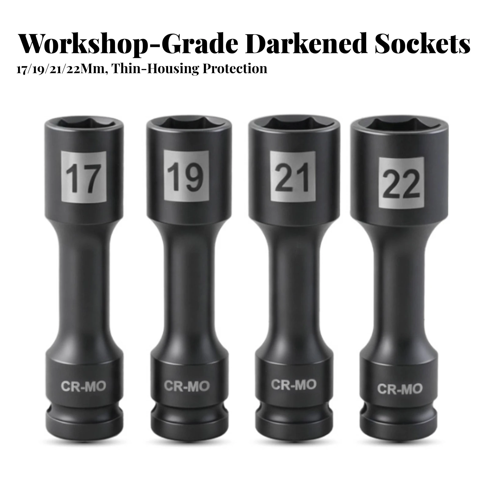 4 Pieces Deep Impact Socket Set High-Rotational Force 1/2-Inch Drive Socket Set Impact Sockets with Case Stamped Tool