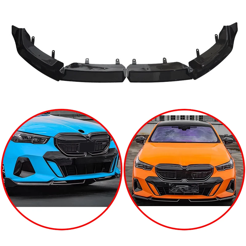 

For BMW 5 Series G60 G61 i5 M60 M Sport 520d 530e 550e 2023+ 4PCS M Performance Style Front Lip Bumper Body Kit Glossy Black