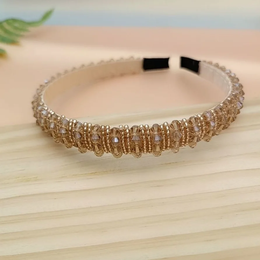 Kristallperlen-Haarreif für Damen, Handgefertigtes Strass-Haarband, Modisches Haarband, Funkelnder Haarreif, Haaraccessoires für den Alltag und Partys – Detail 7