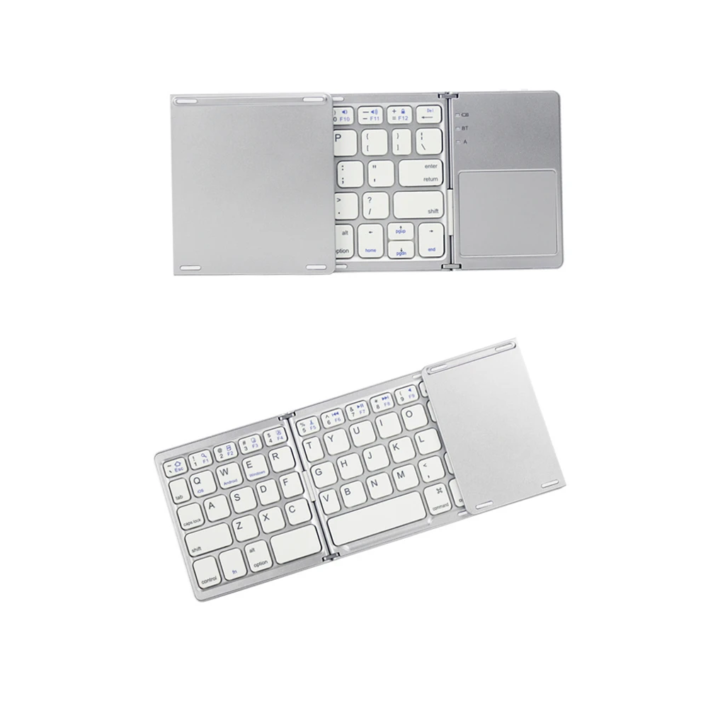 Foldable Bluetooth-compatible Keyboard BT and USB Wired Rechargeable Mini Keyboard with Touchpad Mouse For Android, Windows, PC