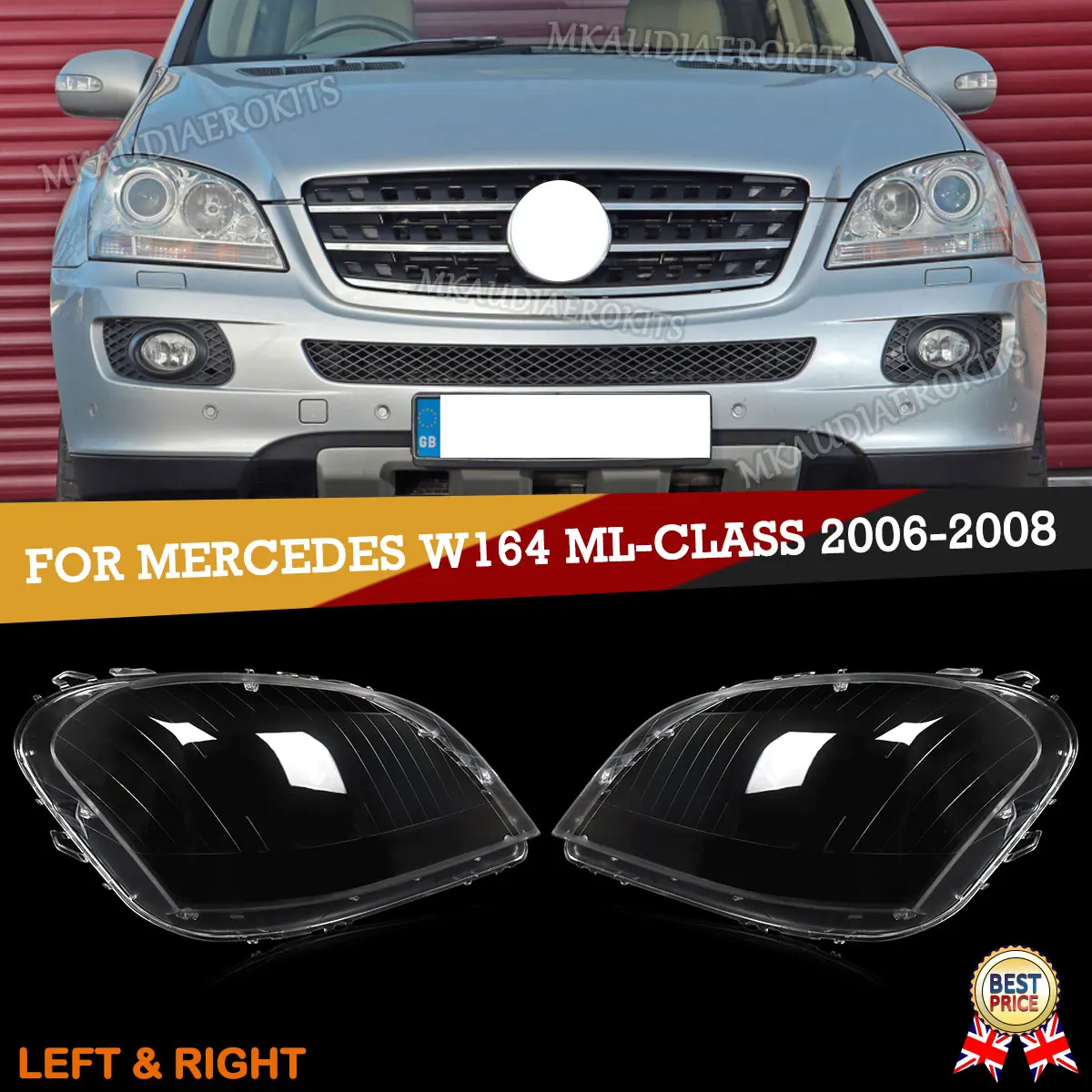 

MAGICKIT For Mercedes Benz ML Class W164 2006-2008 Clear Headlight lens Polycarbonate CAR Accessories