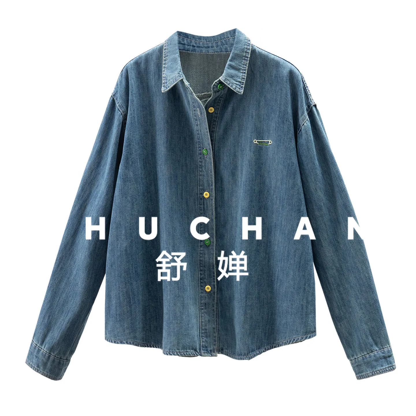 

Джинсовая рубашка женская, весенняя, с блестящими деталями, свободная и простая повседневная флисовая джинсовая рубашка с вышивкой, женская 02G7