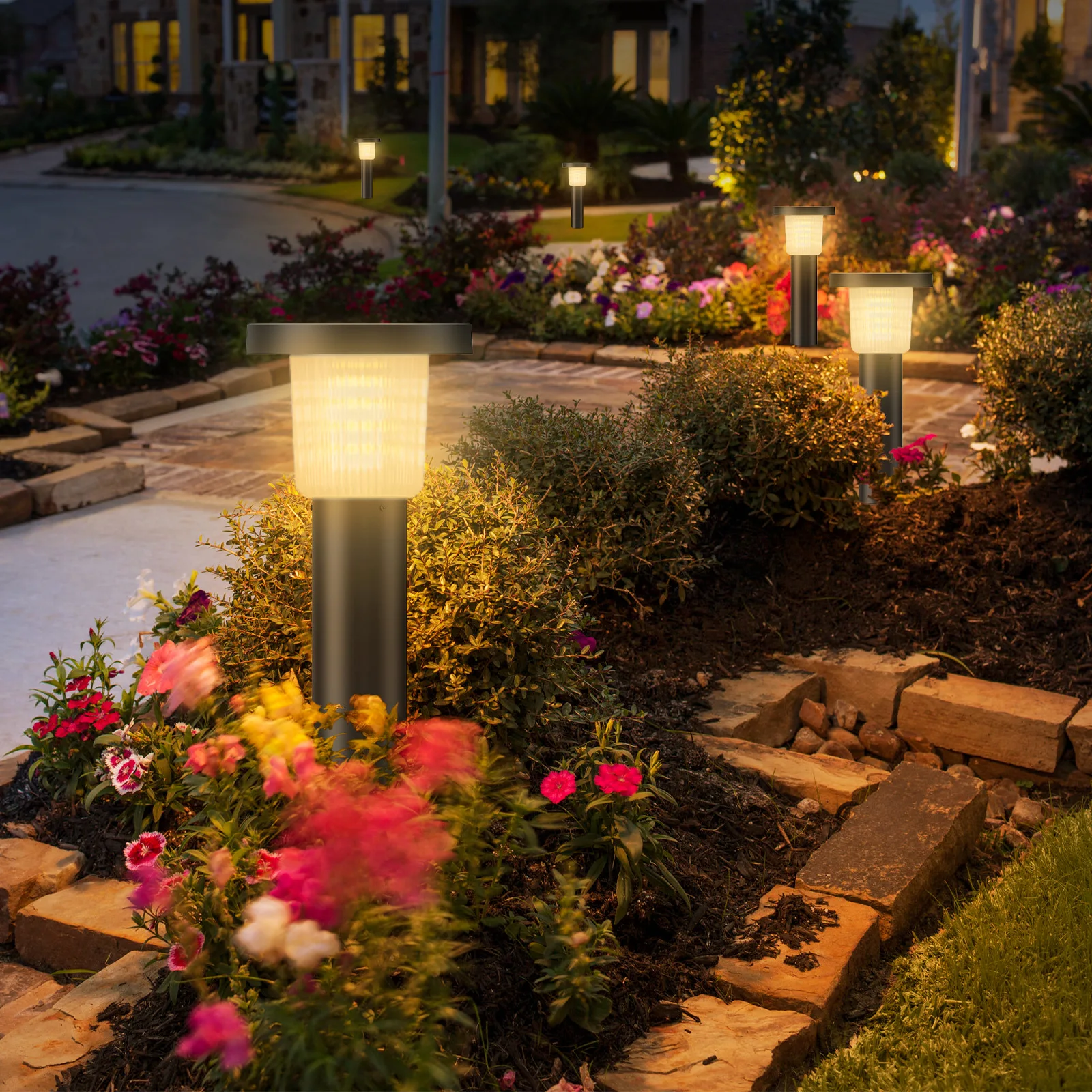 

2PCS LED Solar Pathway Lights Outdoor Waterproof Garden Lights Landscape Pathway Lawn Lamp Decoration for Yard Lighting