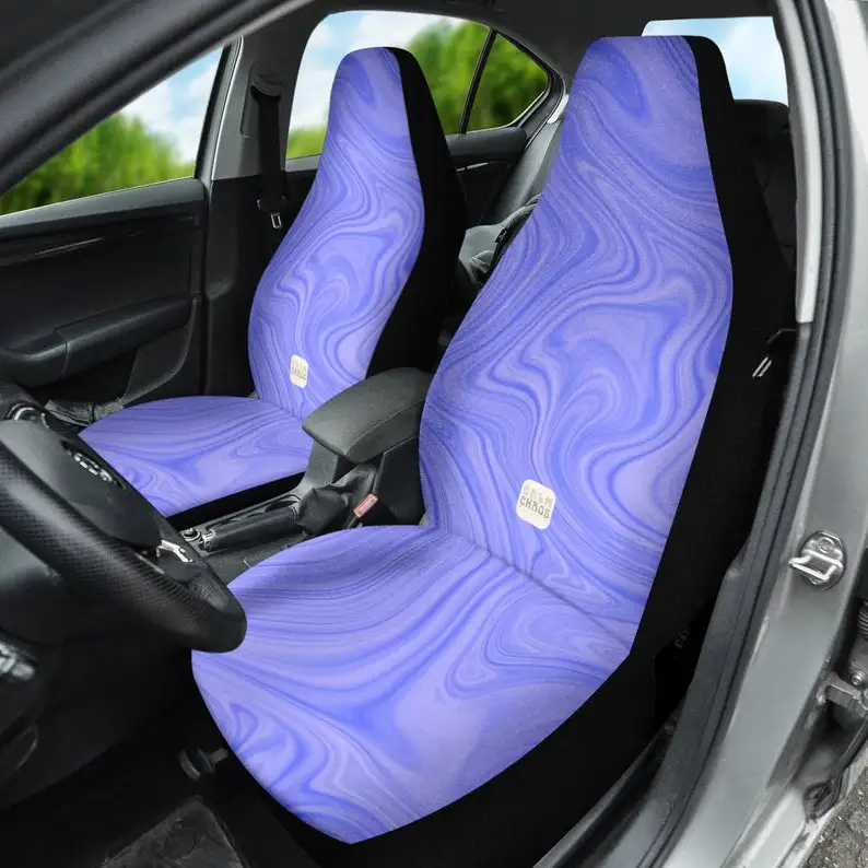 Electric Purple Groovy Retro Boho Waves Cute Y2K Hippie Car Seat Covers for Vehicle for Women Set of 2