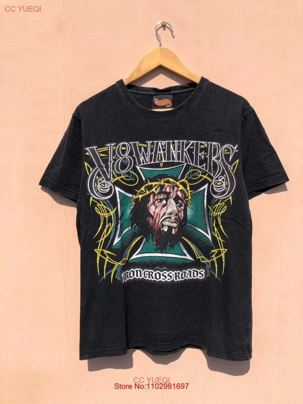 Vintage 2000s V8 Wankers Iron Crossroads Jesus Band T-shirt Sz M