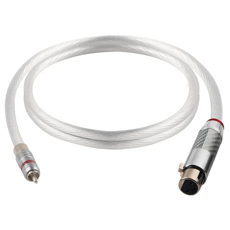 QINCROWN Single Crystal Copper Silver Plated RCA to XLR Male Female Audio Cable HIFI Mixing Audio Amplifier Connection Cable