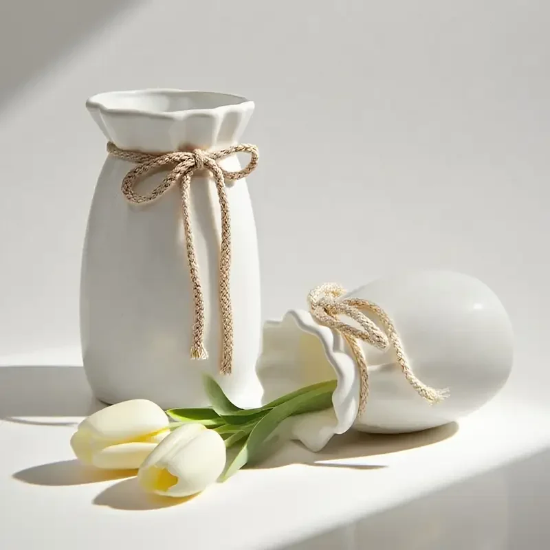 2PC Bogen Design Blume Vase Set Moderne Nordic Kunststoff Dekorative Pflanzen Flaschen Desktop Ornamente Kreative Hause Kunst