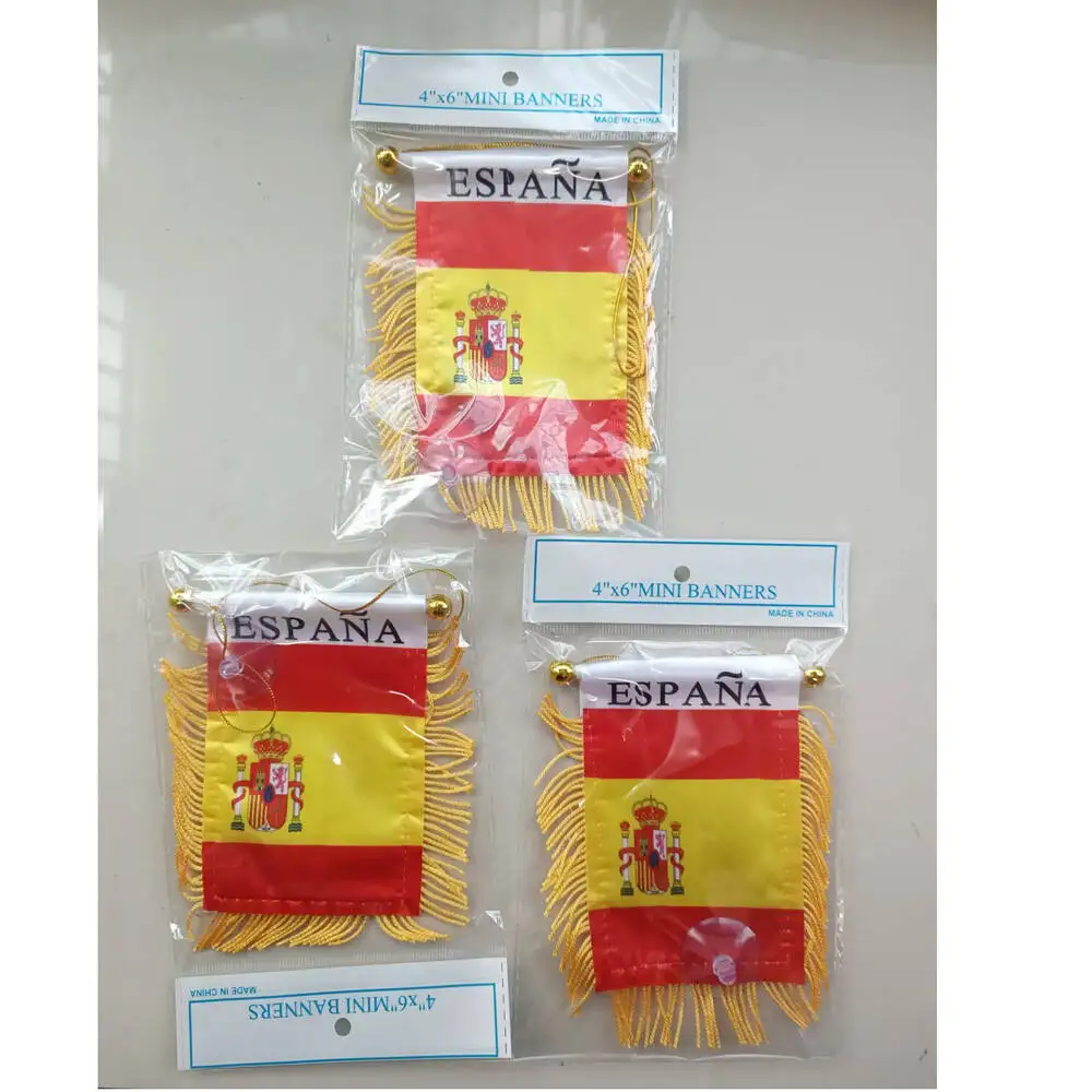 

xvggdg 8*12cm Spain Mini Pennant Car Window Decoration Polyester Spanish Hanging pennant Flags