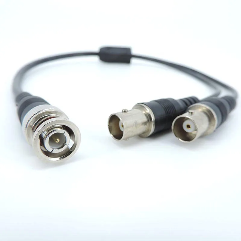 1 BNC Male to 2 way BNC female Splitter video Cable Cord Connector Adapter wire For Extension wire for CCTV Camera