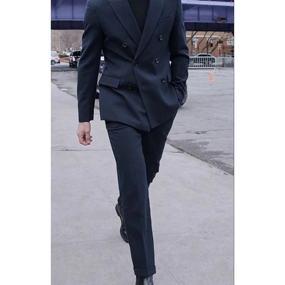 

Mens Suits 2 Piece Set Double Breasted Notch Lapel Casual Business Suit for Men Comfortable Breathable Mens Formal Suits for Wed