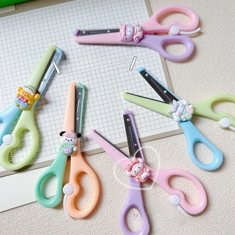 Cartoon Mini Scissors Student Office Hand Account Paper Scissors Safety Plastic Hemming DIY Hand Scissors