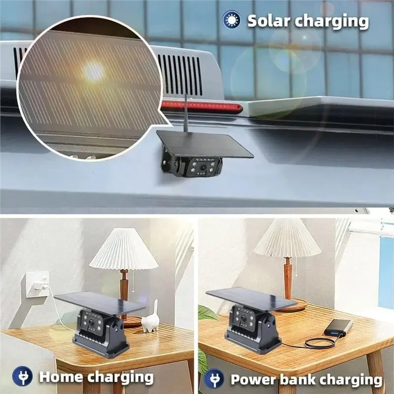 AI Alarm Wireless Backup Camera Solar Mount Front/Rear View Mobile Phone Android APP Support For Truck Bus RV Lorry Limited