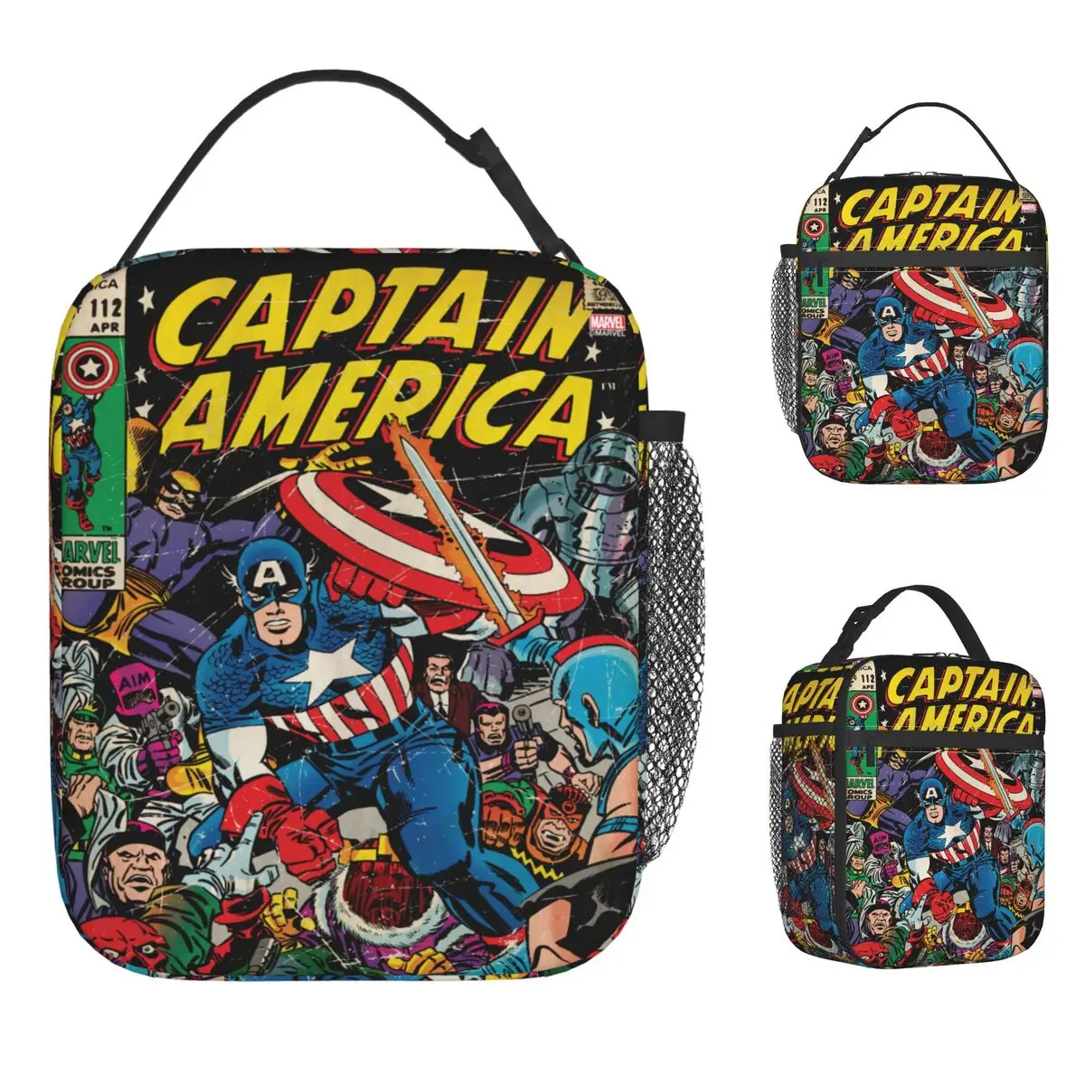

Капитан Америка, изолированная сумка для обеда с комиксами, герметичная многоразовая термосумка, ланч-бокс, сумка для работы, пикника, еды
