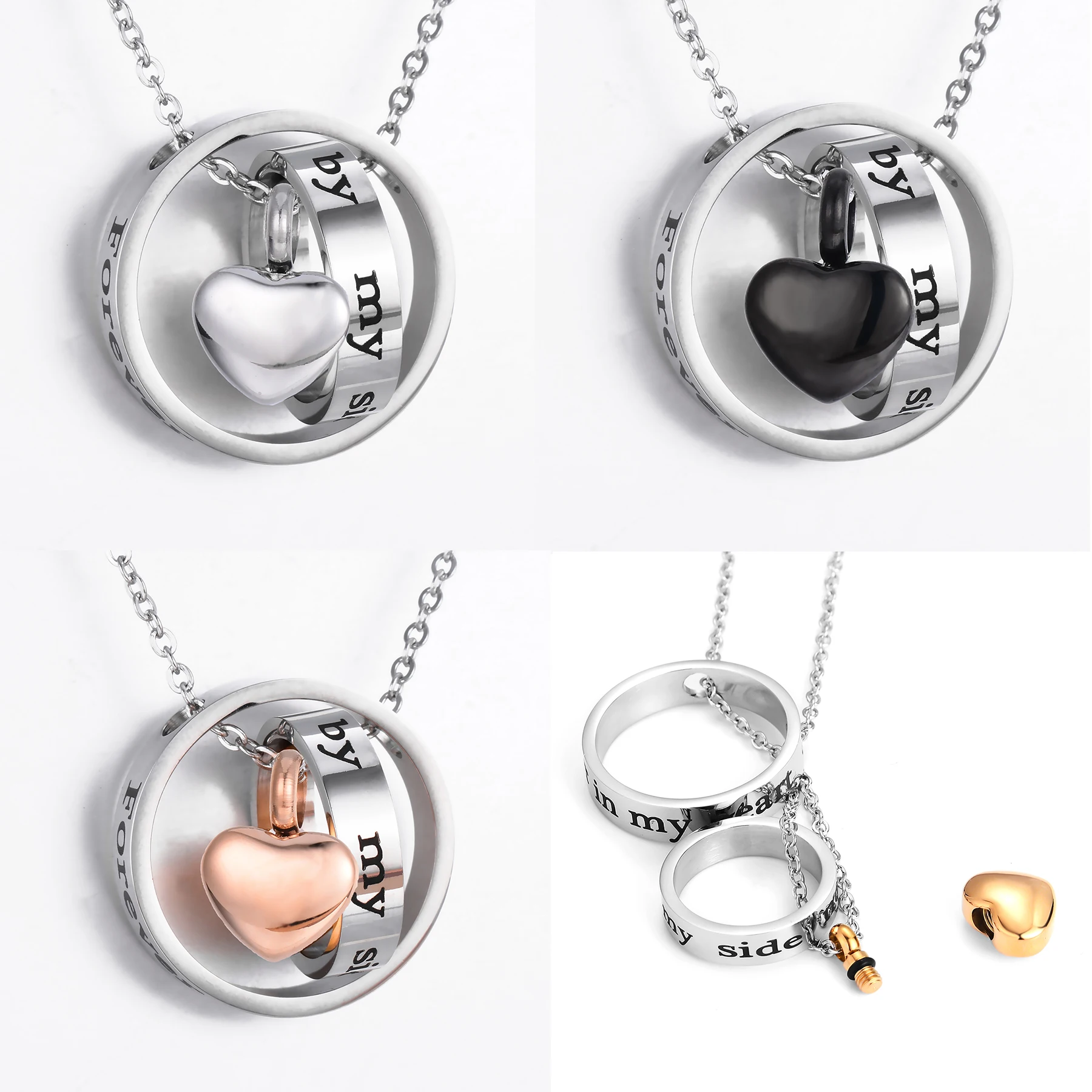 

Stainless Steel Heart Necklace Locket Cremation Keepsake Jewelry Memorial Ashes Urn Pendant for Human/Pet Dropshipping