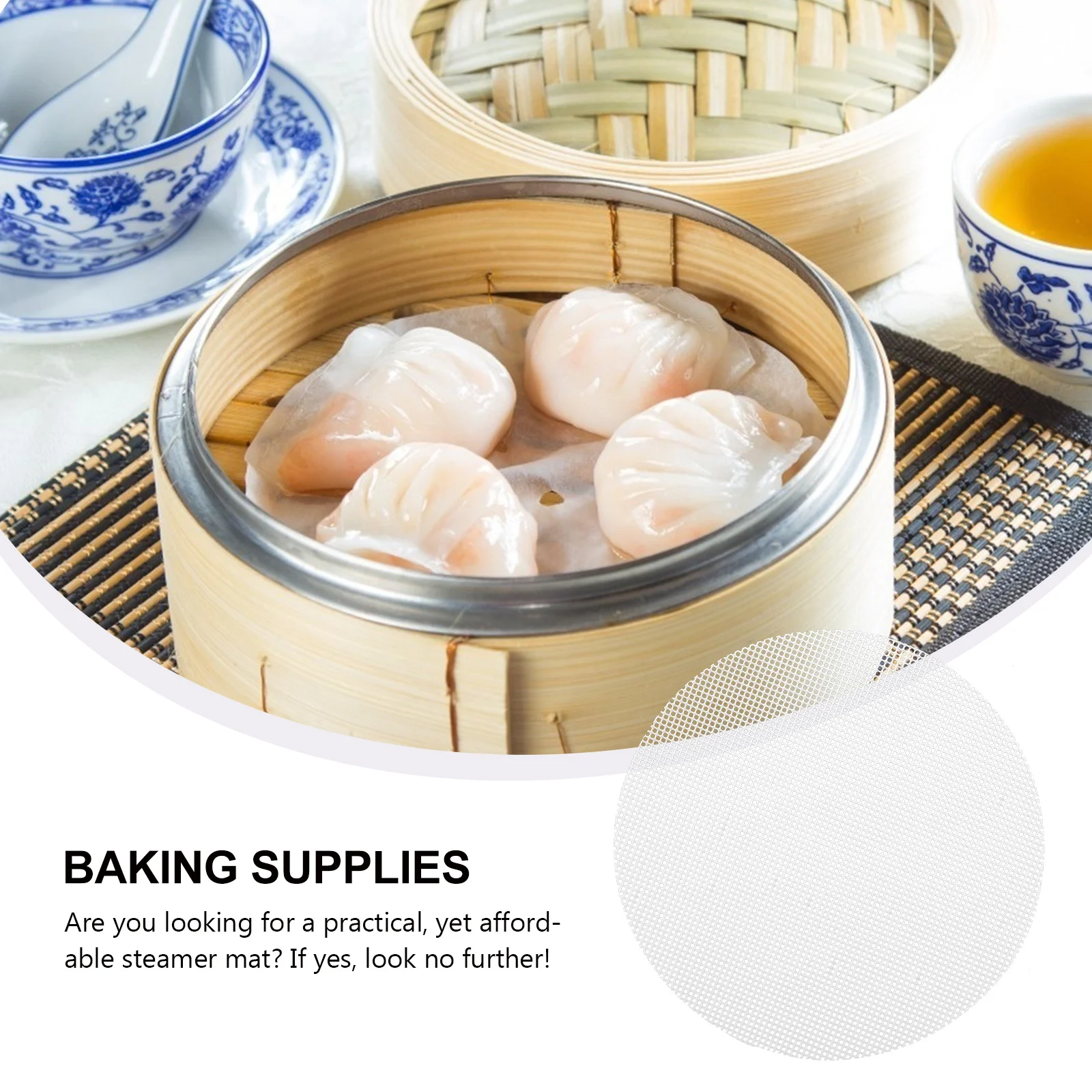 

5Pcs Round Silicone Steamer Mats Reusable Nonstick Pads Kitchen Steamed Bread Baking Supplies Steamer Cushions