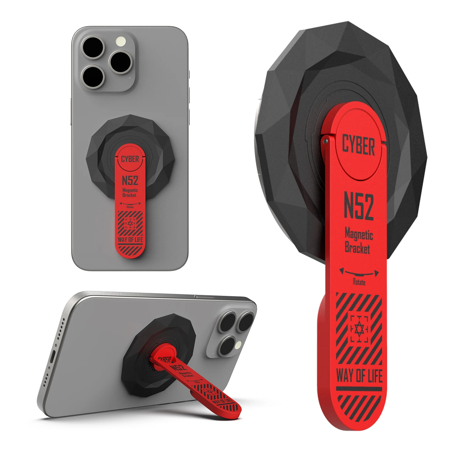 

2025 New Magsafe Creative Magnetic Metal Rotating Phone Stand Desktop Folding Portable Travel 360-degree Lazy Person Stand