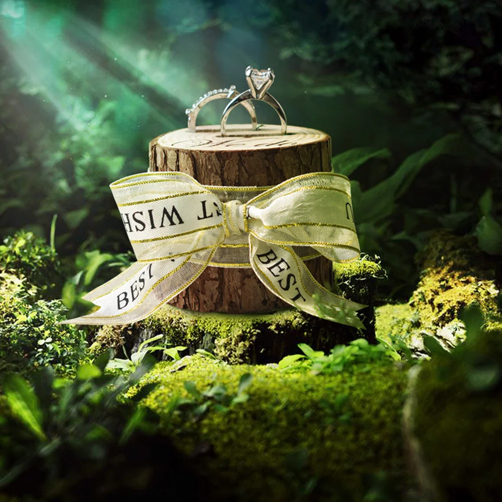 صندوق خاتم خشبي على شكل حرف ريفي منحوت على الطراز العتيق حامل خاتم خفيف الوزن لتخزين حفلات الزفاف والخطوبة