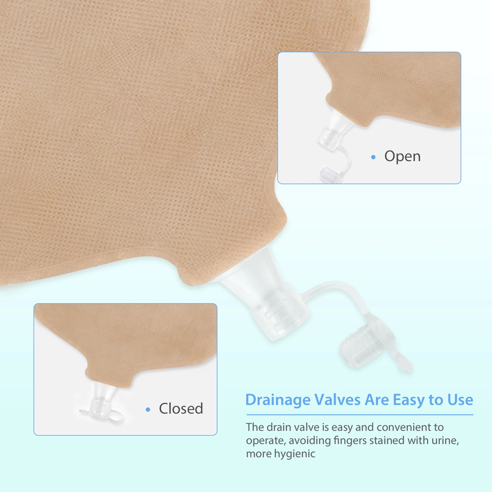 Zweiteiliger Urostomiebeutel, medizinischer, abtropfbarer Beutel, Stoma-Stoma-Beutel, Urostomie-Beutel, geschnitten