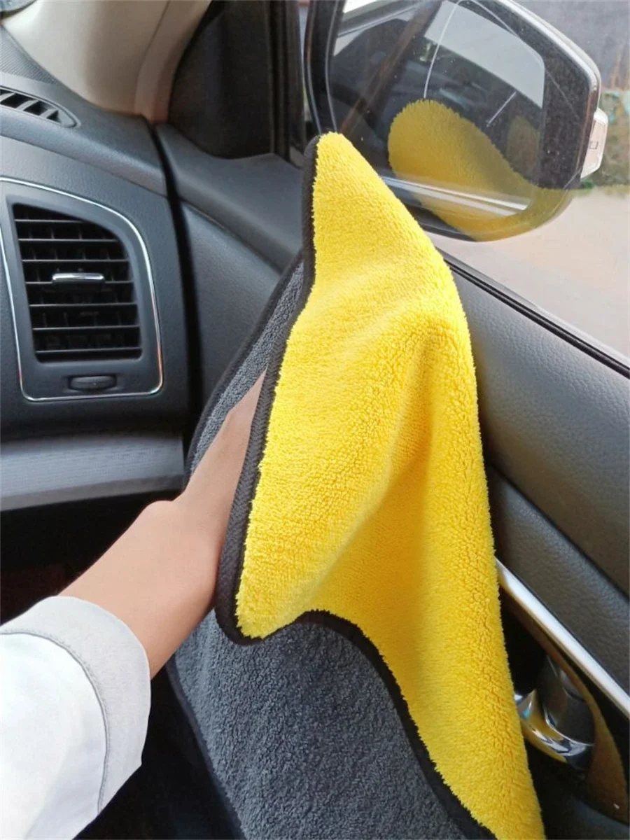 1/2/6 stücke Mikrofaser Reinigung Handtuch Verdicken Weiche Trocknen Tuch Auto Körper Waschen Handtücher Doppel Schicht Sauber Lumpen auto Zubehör – Detail 5