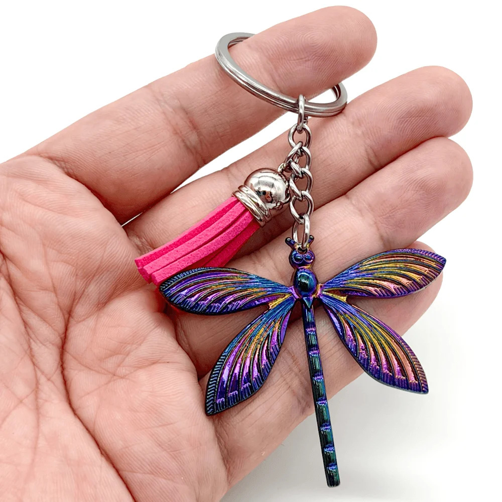 1pc Cute Dragonfly Keychain for Women Teachers Nanny Key chain Keyring Party Birthday Gift for Mom Sisters Daughter Girls Bestie