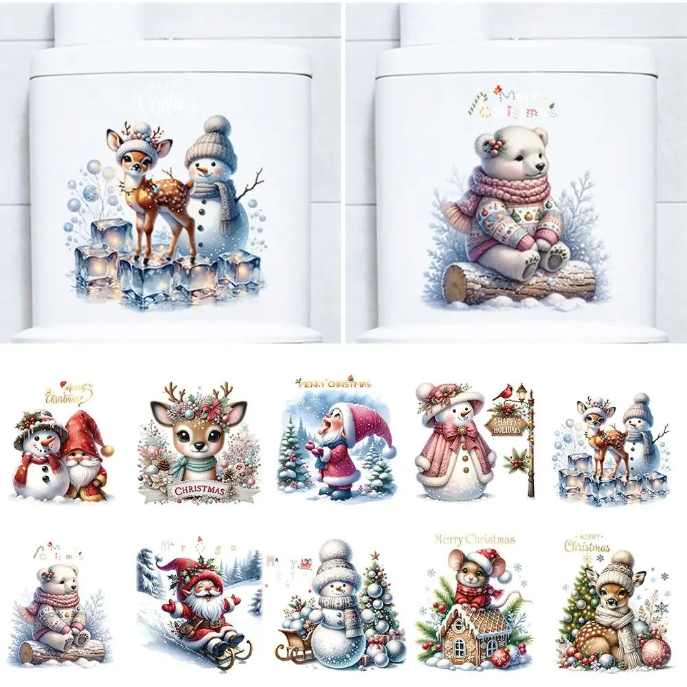 Multicolor Christmas Electrostatic Stickers Santa Clause Reindeer Snowman Snowflake Shopwindow Decals Home Decoration Cartoon