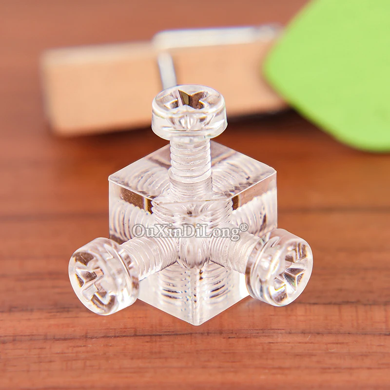HOT 600PCS Clear Acrylic 6-Sides Cubes Block Connect Holder Corner Braces Electric Stoves Square Dishes Chassis Components