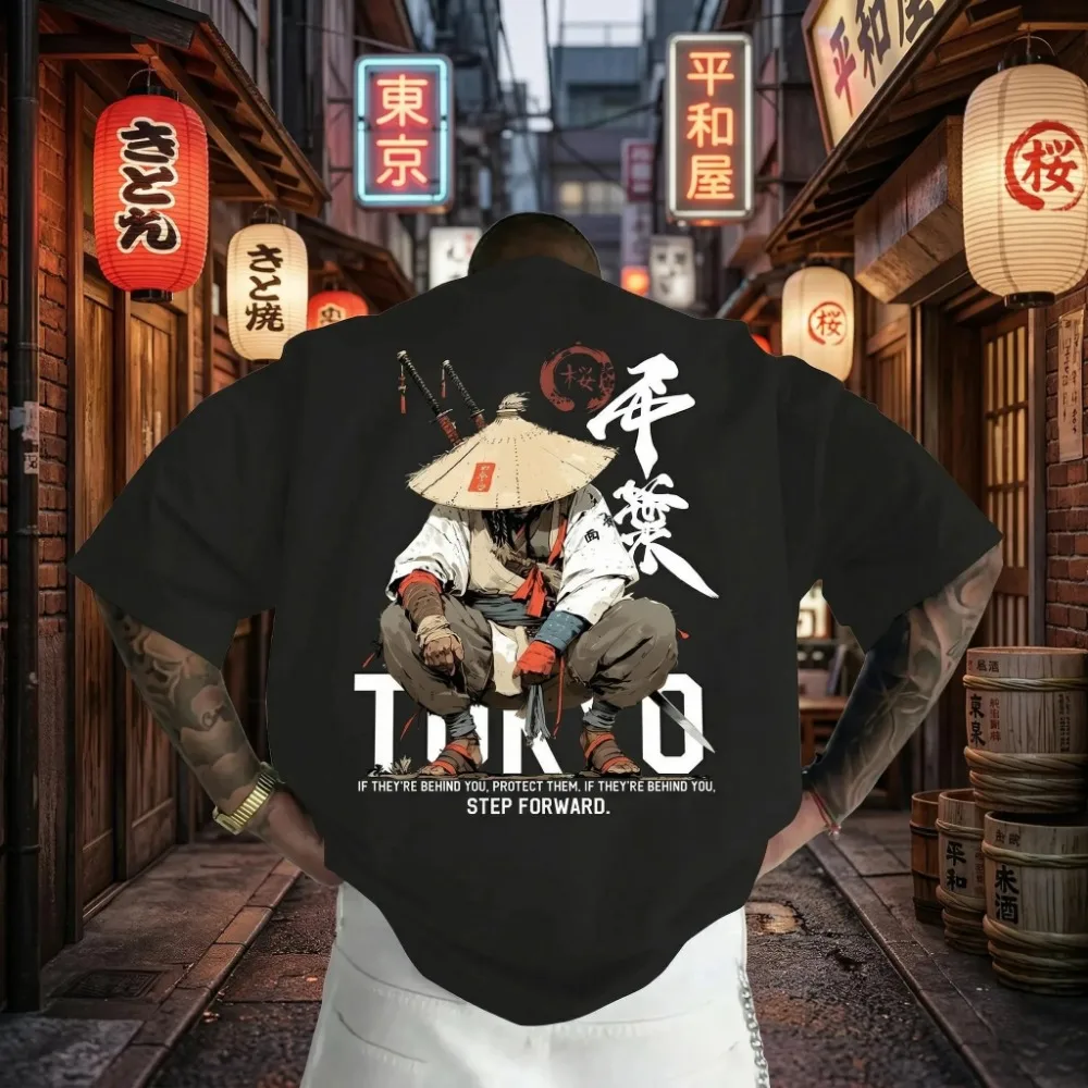 Japanese Ukiyo-e Hat-wearing Samurai Warrior 3D Print Quick-dry Breatha Men T-shirt  Outdoor Sport Leisure Parent-child Clothing