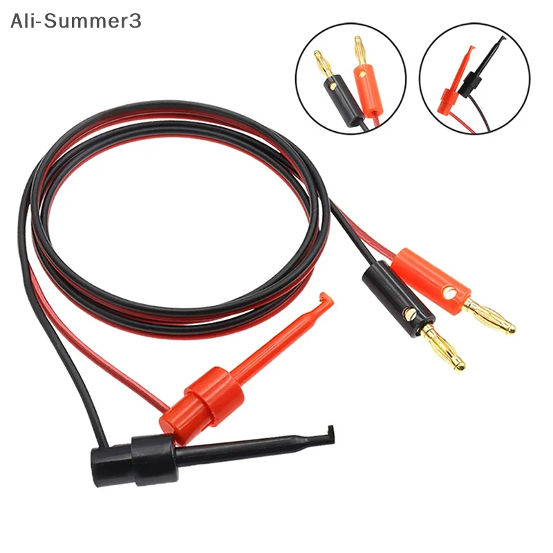 1 Paar 4 mm Bananenstecker auf elektrischen Hakenclip-Testkabel, vergoldet, 1 m, für Multimeter-Messleitungen, Drahtverbinder, Rot, Schwarz