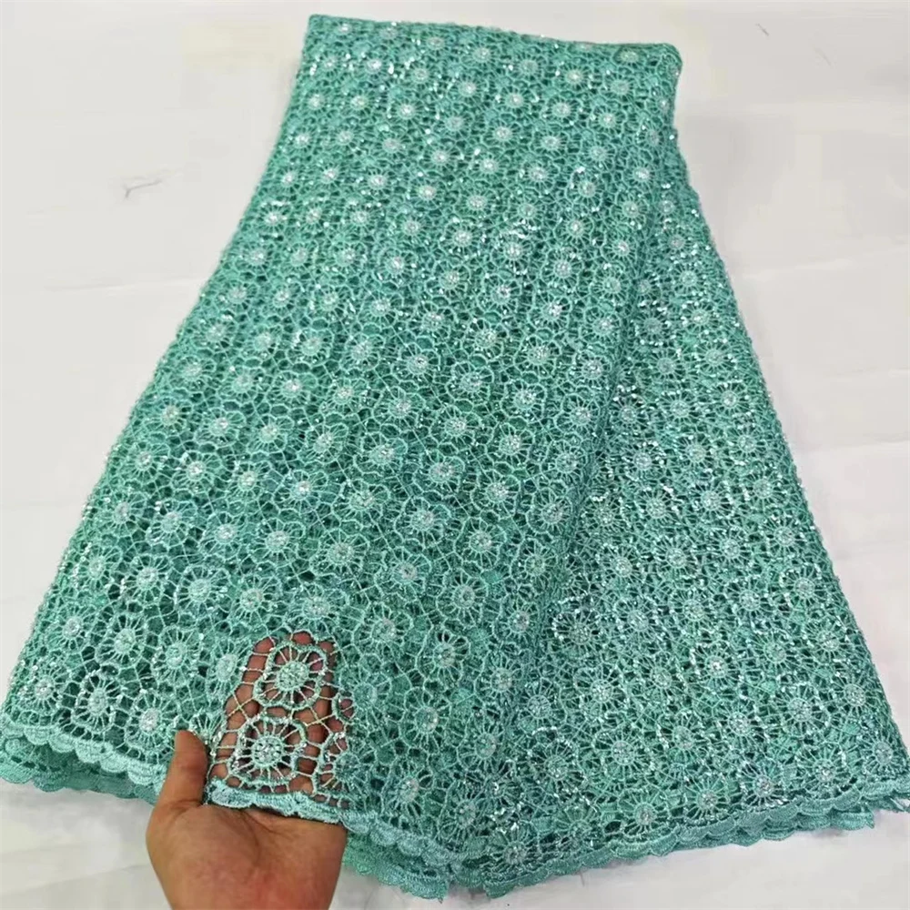 

Latest African Guipure Cord Lace Fabric 2024 Style Nigerian Water Soluble Lace Fabrics 5 Yards for Wedding Party