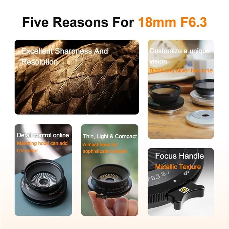 

Для Fuji Для X XT20 ZVE Z8 Z9 Z6 XT3 Совместимость 18 мм F6.3 Ручной фокус Бисквитная головка Портрет Широкоугольный объектив Серебристый Новый