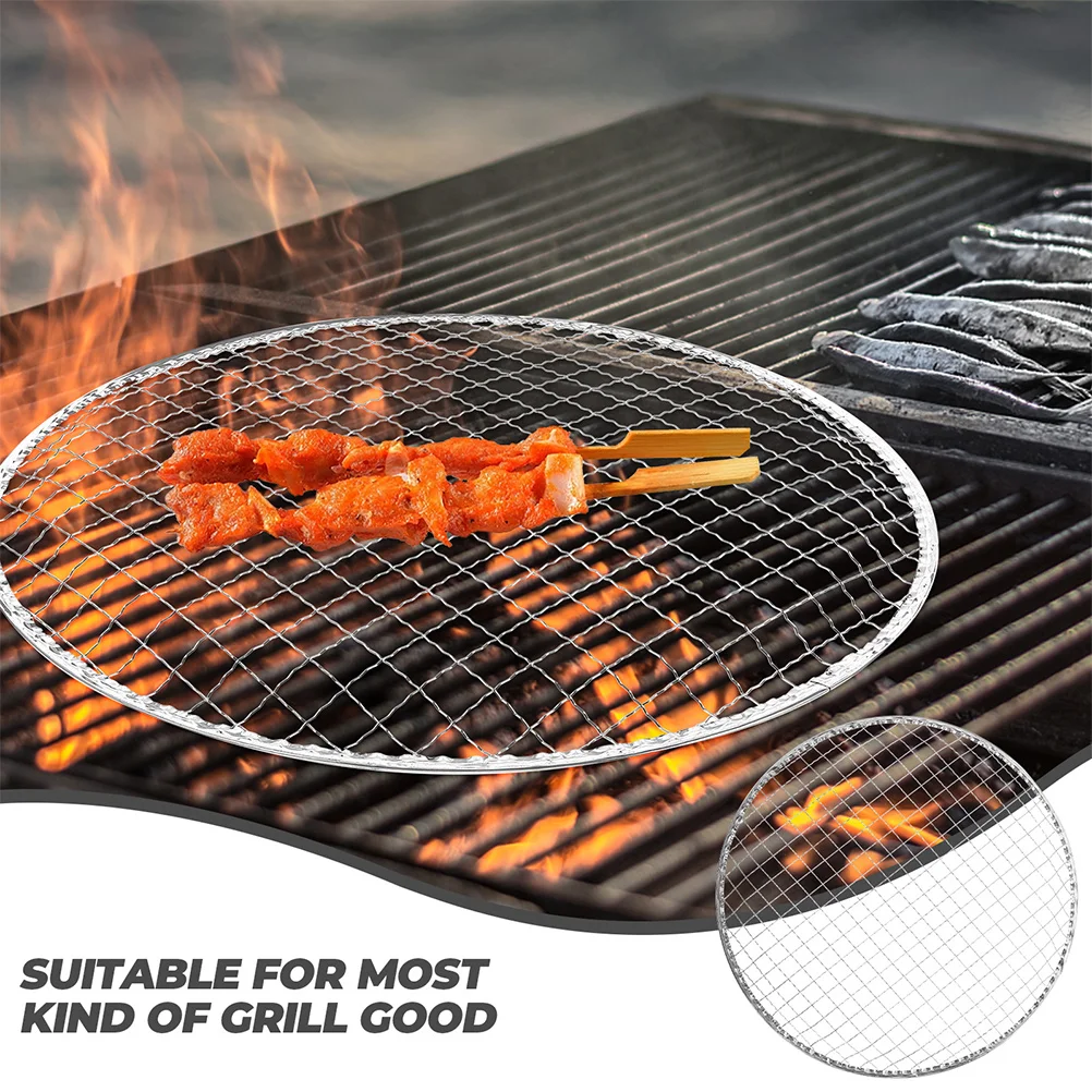 

10pcs Bbq Grill Mesh Mat Fire Pit Cooking Grate Outdoor Camping Grilling Rack Portable Metal Wire Mesh For Meat Fish Shrimp