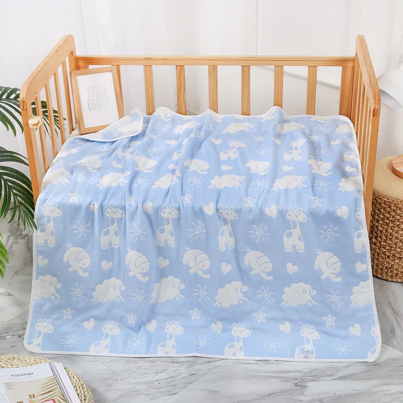 110*110cm 6-Layer Muslin Baby Blanket Newborn Toddler Bath Towel Nursery Swaddle Coverlet Ultra Soft Breathable All Seasons Gift