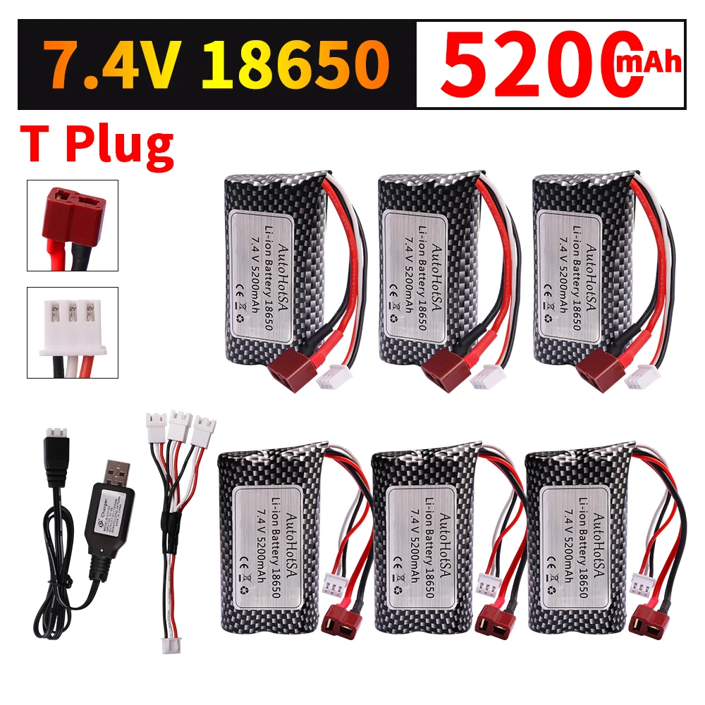 T Plug 7.4V 5200MAH lipo Battery for  SCY-16101 SCY-16102 SCY-16103 SCY-16201 SCY-16301 SCY-16302 SCY-16303 RC truck spare parts