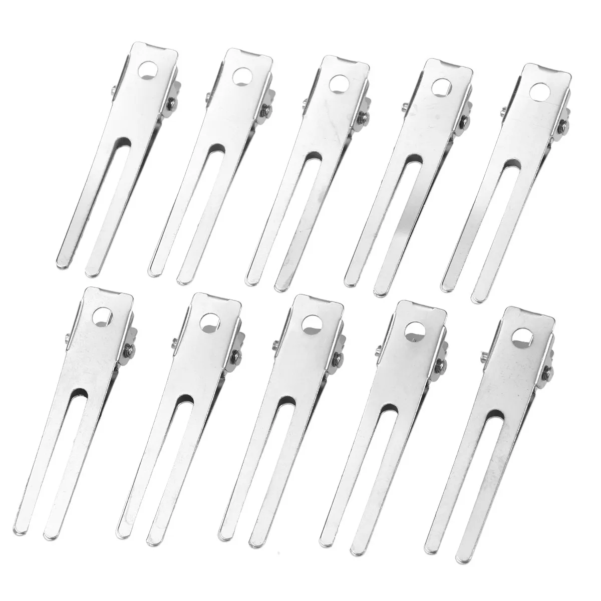 50Pcs Silver Double Prong Metal Alligator Hair Clips Styling Clips for Curls Hair Accessories DIY Tie Clip 4.5x1.2x0.8cm
