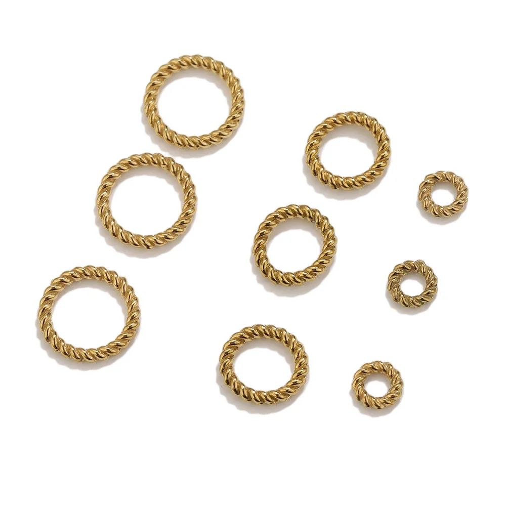 20/50PC Stainless Steel Twist Rope Circle Connector Closed Jump Rings Split Ring Thick for DIY Jewelry Materials Making Supplies