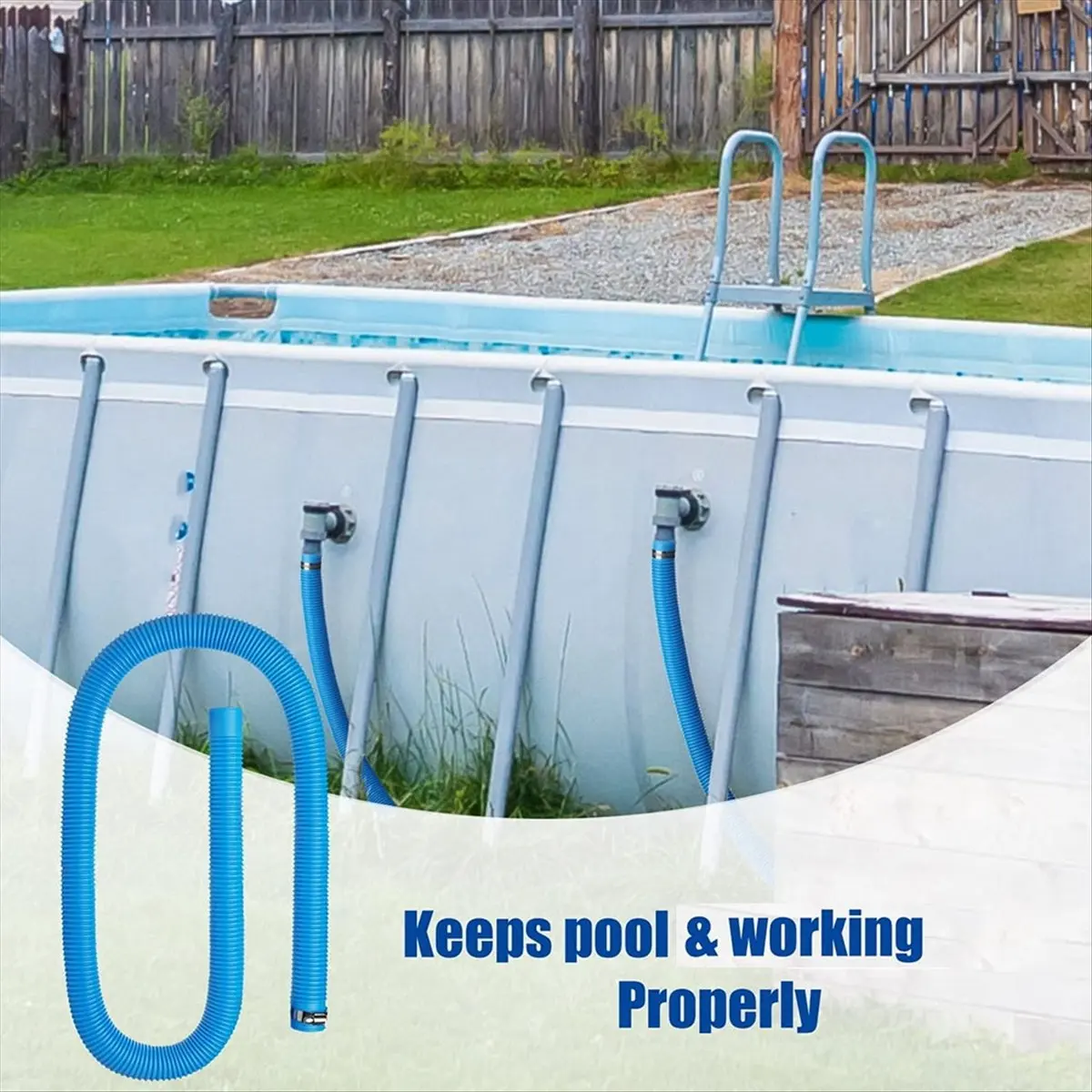 T34C 2 Pack Pool Hoses for Above Ground Pools, 1.5In Diameter 59In Long Filter Pump Hose Compatible with Pump Model 607, 637