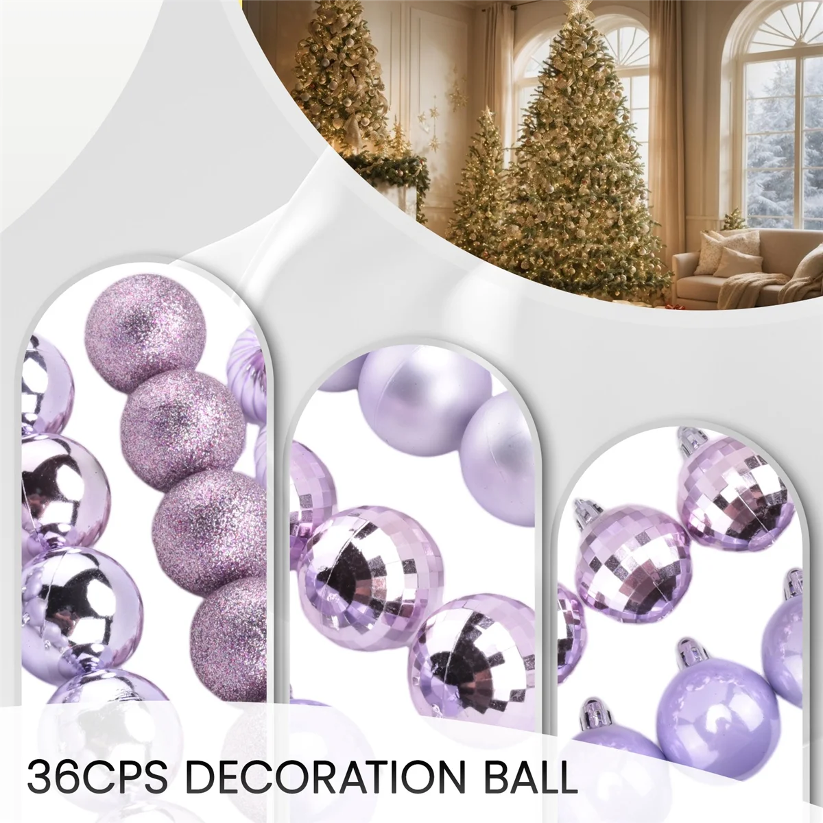 Christmas Ornaments Shatterproof Christmas Tree Ornament Set Christmas Balls Decoration New Purple TQ