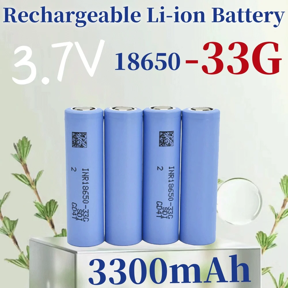 ✨ 3.7V 3300mah 18650 Battery For Samsung 33g INR18650-33G 30A Lithium ion Battery Replacement External Battery+Charger